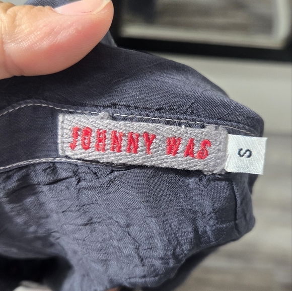 Johnny Was Blue Button Down Embroidered Long Sleeve Shirt Dress Sz Small - Picture 2 of 12